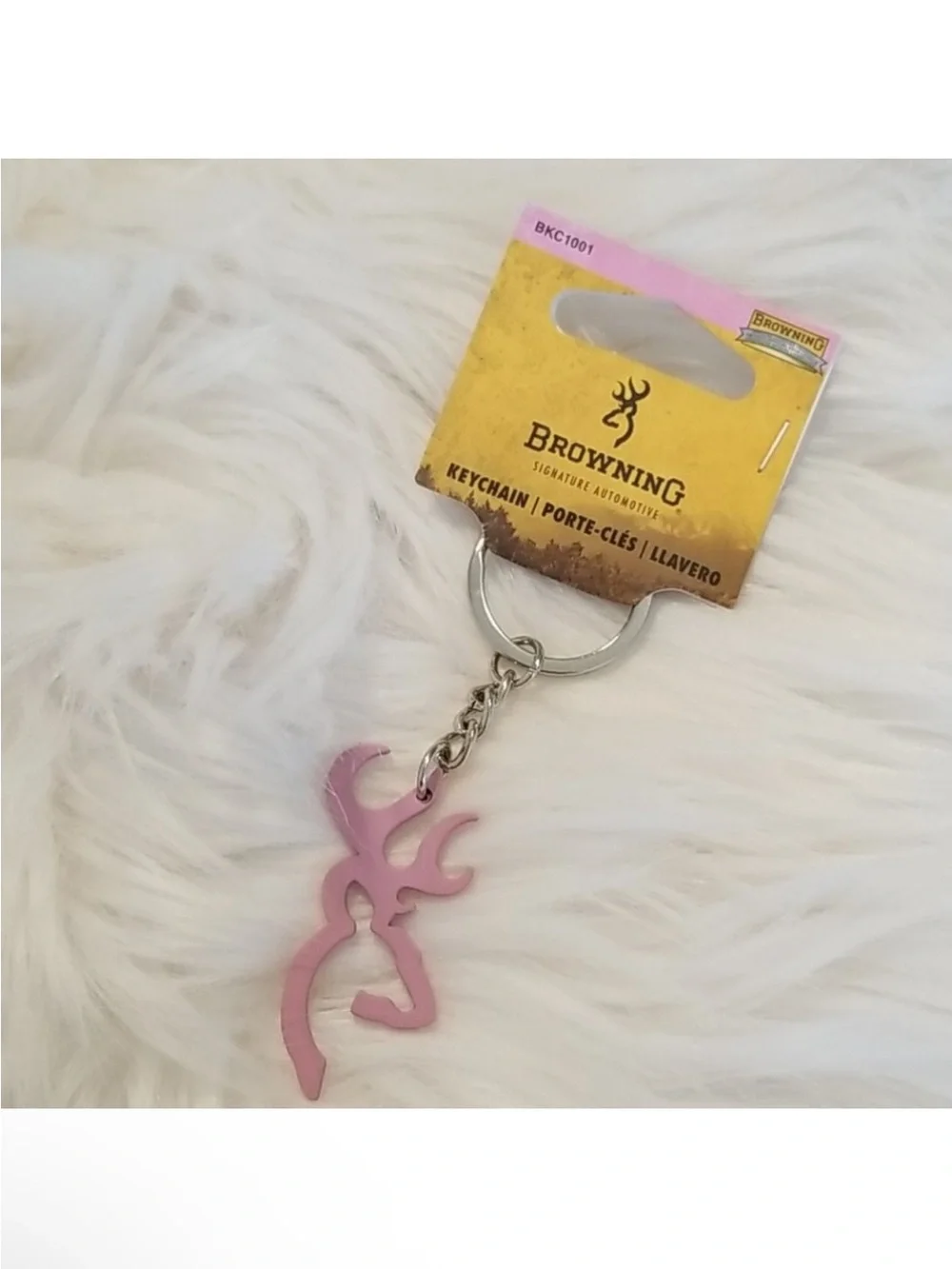 NWT Browning Pink Buckmark Logo Silhouette Keychain Deer Head
